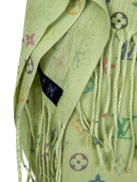 Śliczny pistacjowy szal kaszmir jedwab wzór