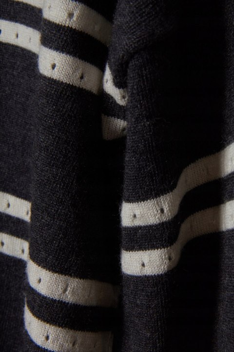 TOMMY HILFIGER luźny mięciutki sweter wełna w paski S/M