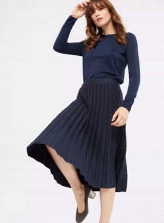 WHITE STUFF wyjątkowa spódnica dzianina plisowana z połyskiem 38