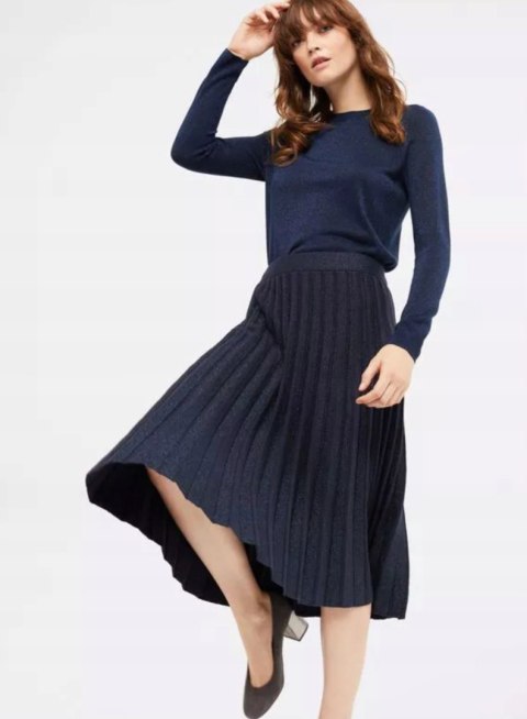 WHITE STUFF wyjątkowa spódnica dzianina plisowana z połyskiem 38