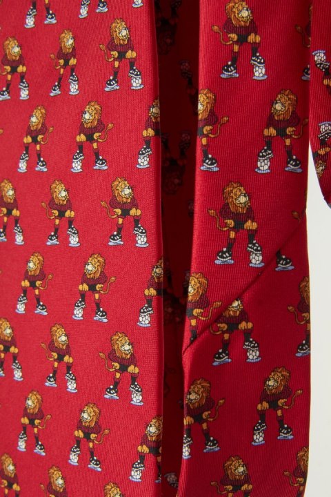 Włoski jedwabny krawat lew z piłką Lewandowski :)