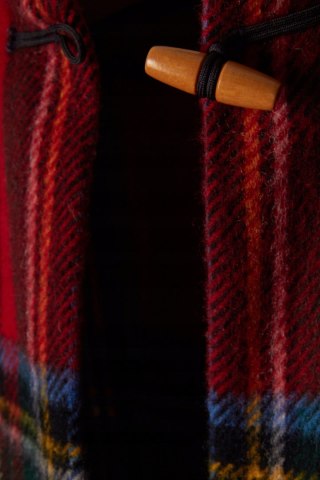 Wyszukane ciepłe ponczo wełna piękna krata - M