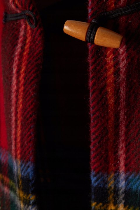 Wyszukane ciepłe ponczo wełna piękna krata - M