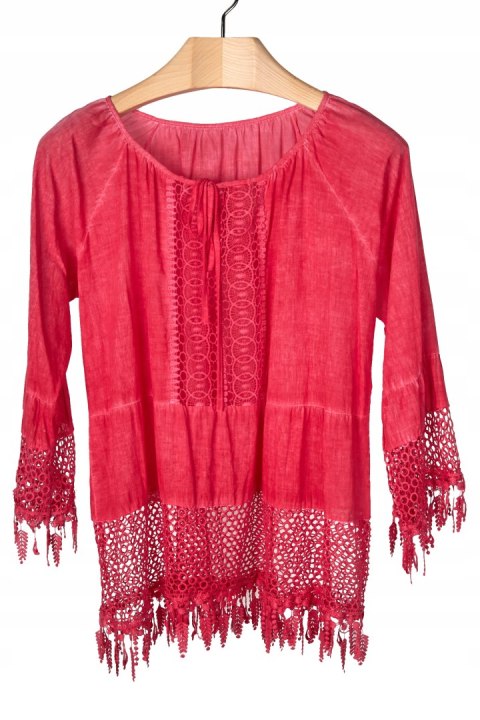 Zjawiskowa włoska bluzka koszulowa piękny kolor -L