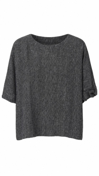 BEAU JOURS mięciutka jedyna bluzka fakturowany len oversize L/XL