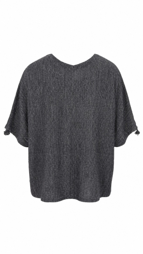 BEAU JOURS mięciutka jedyna bluzka fakturowany len oversize L/XL