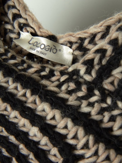 COCOGIO - niesamowity włoski sweter ponczo z domieszką wełny one size