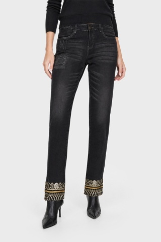 DESIGUAL - śliczne spodnie jeans haftowane - 32