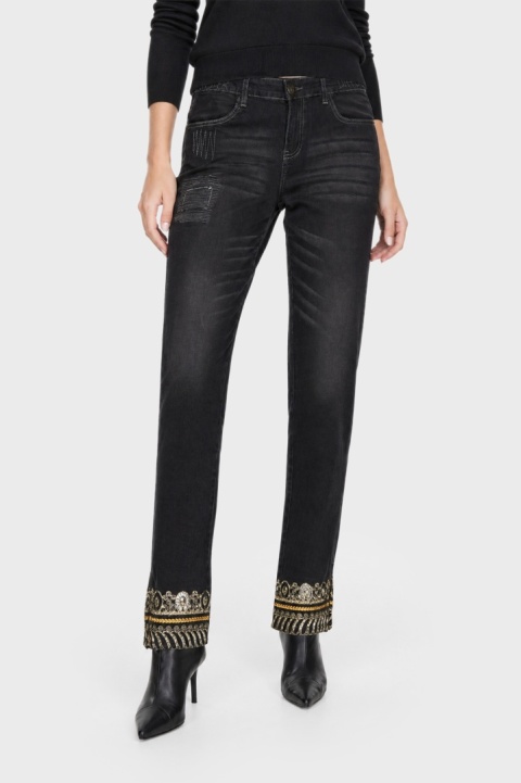 DESIGUAL - śliczne spodnie jeans haftowane - 32
