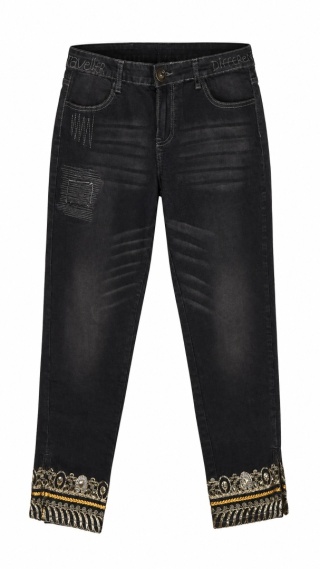 DESIGUAL - śliczne spodnie jeans haftowane - 32