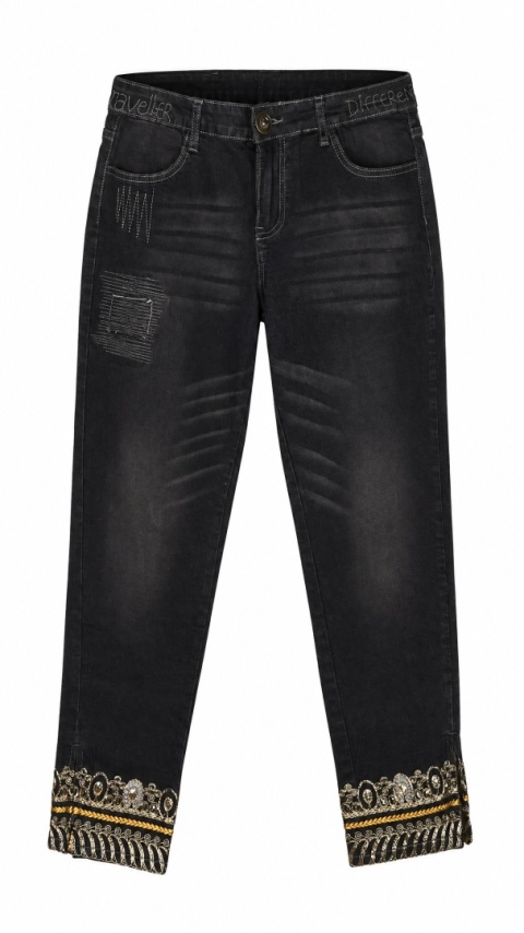 DESIGUAL - śliczne spodnie jeans haftowane - 32