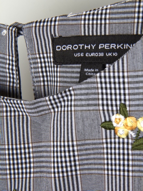 DOROTHY PERKINS - cudowna bluzka haft kwiatowy na drobnej kratce - 38