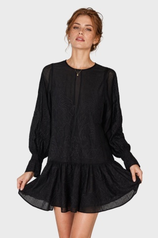 H&M - delikatna sukienka tunika piękny haft lyocell jak jedwab - S