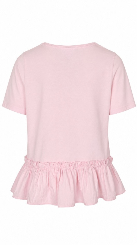 H&M -luźna bluzka z falbaną delikatny róż bawełna - M/L
