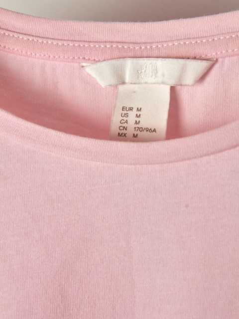 H&M -luźna bluzka z falbaną delikatny róż bawełna - M/L