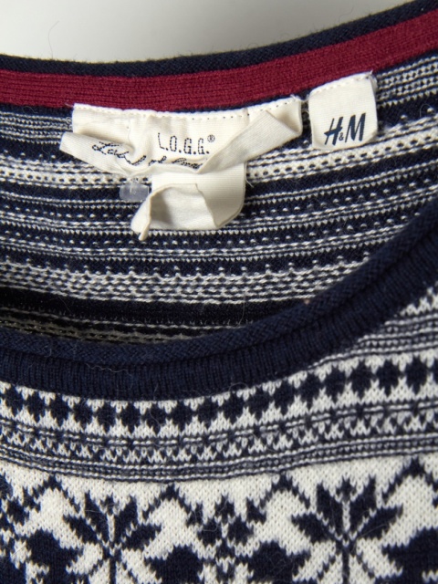 H&M - mięciutka sukienka dzianina norweskie wzory bawełna- S