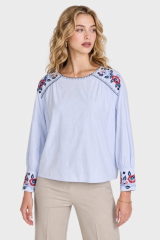 H&M - zjawiskowa bluzka modne kwiaty haft bawełna -XS/S