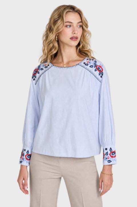 H&M - zjawiskowa bluzka modne kwiaty haft bawełna -XS/S