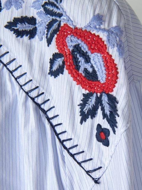H&M - zjawiskowa bluzka modne kwiaty haft bawełna -XS/S