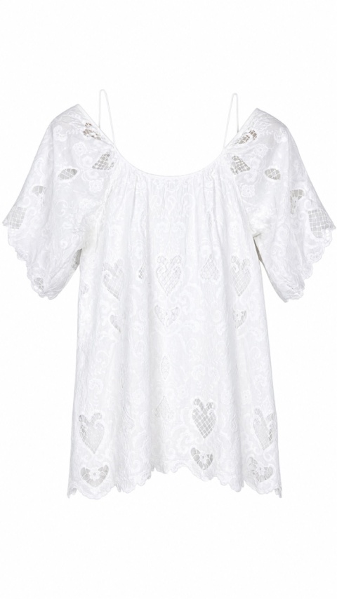 LITTLE WHITE LIES - cudowna tunika haft gipiura boho - S