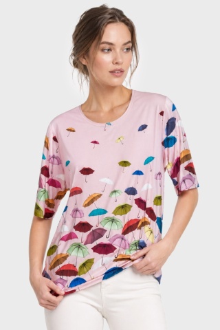 Niespotykana bluzka motyw kolorowych parasoli -XL