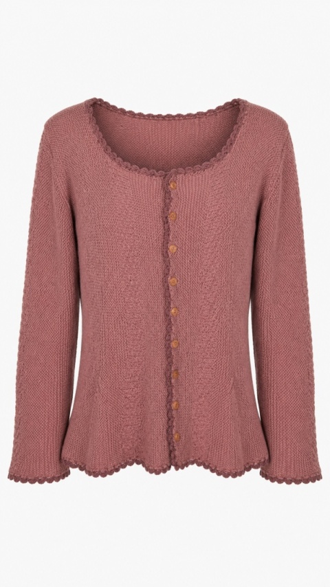 Niespotykany sweter wełniany rękodzieło kolor eozyna M/L
