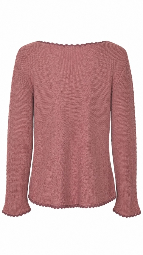 Niespotykany sweter wełniany rękodzieło kolor eozyna M/L