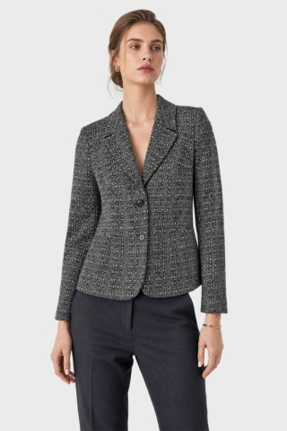 PURE COLLECTION- elegancka marynarka wełniany tweed monochromatyczna - 38