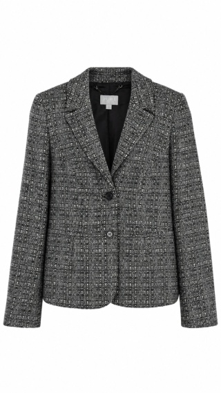 PURE COLLECTION- elegancka marynarka wełniany tweed monochromatyczna - 38