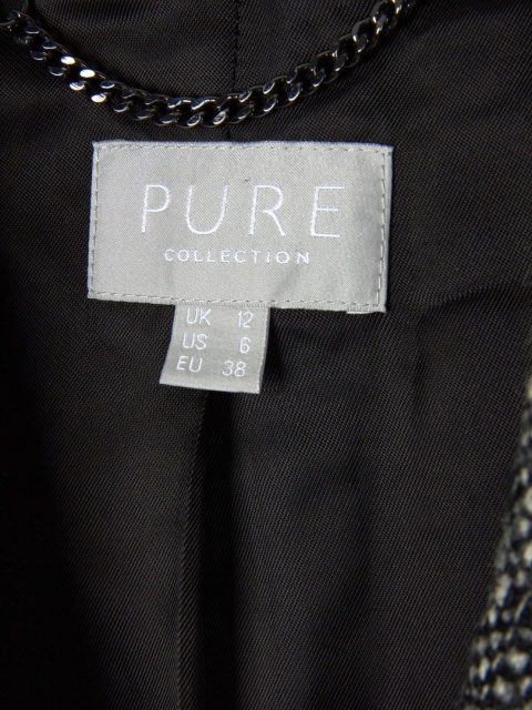 PURE COLLECTION- elegancka marynarka wełniany tweed monochromatyczna - 38