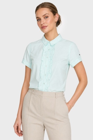TOMMY HILFIGER-śliczna bluzka koszulowa miętowa-38
