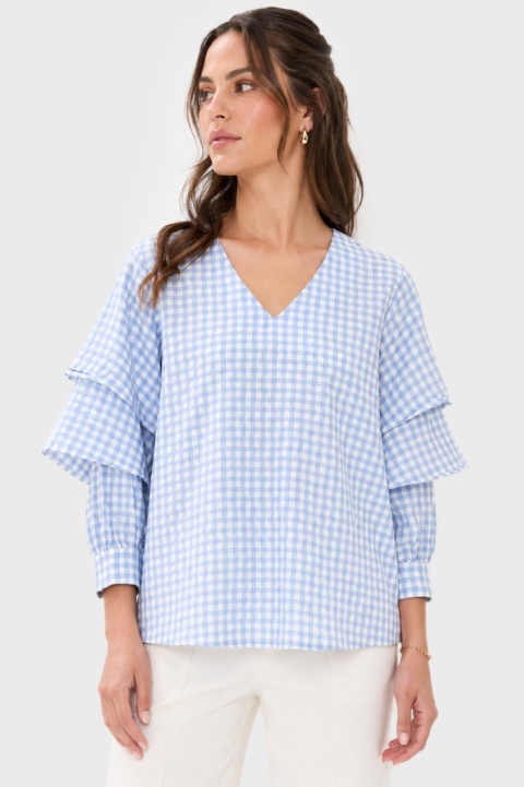 TOPSHOP - ciekawa bluzka falbaniaste rękawy - S/M