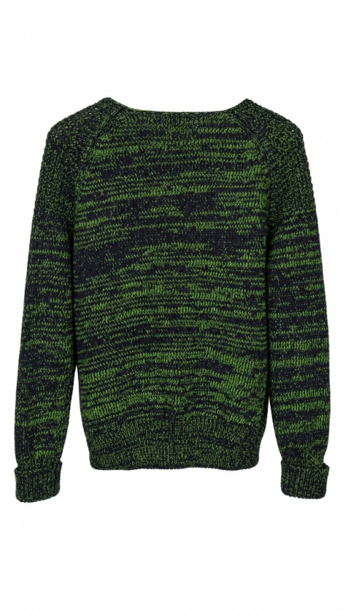 TOPSHOP - wyjątkowy sweter bawełna melanż soczysta zieleń z granatem - S/M