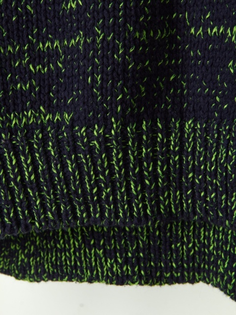 TOPSHOP - wyjątkowy sweter bawełna melanż soczysta zieleń z granatem - S/M