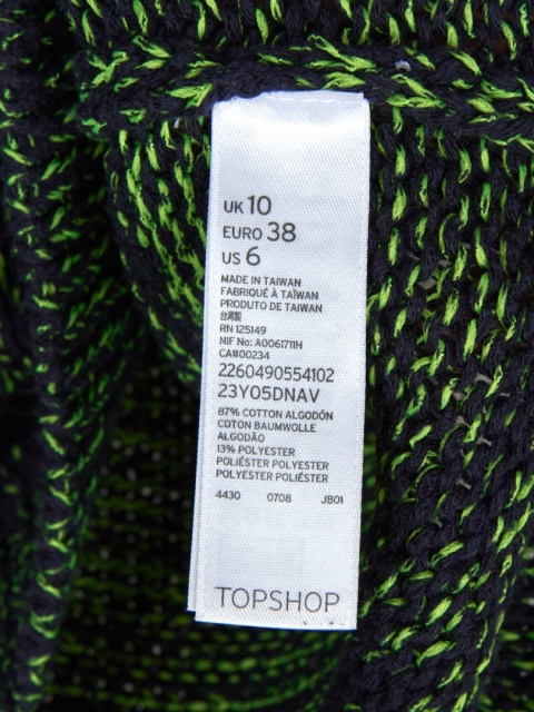 TOPSHOP - wyjątkowy sweter bawełna melanż soczysta zieleń z granatem - S/M