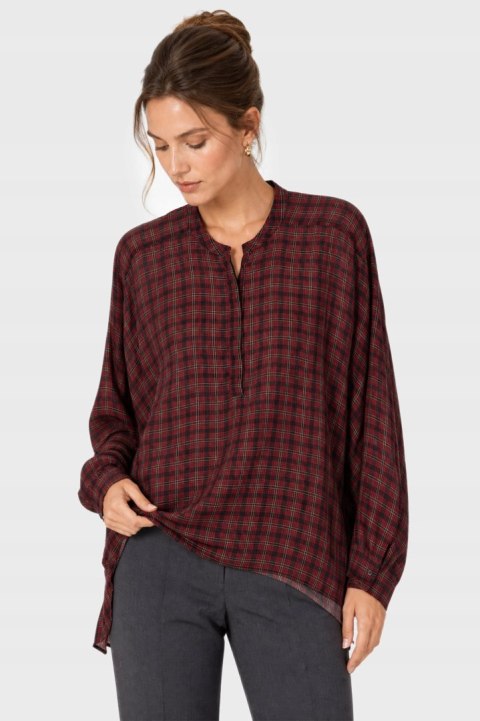 ZARA delikatna bluzka koszulowa piękna kratka naturalna wiskoza one size