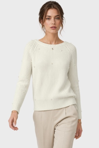 ZARA - niepowtarzalny sweter angora z perełkami - S