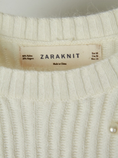 ZARA - niepowtarzalny sweter angora z perełkami - S