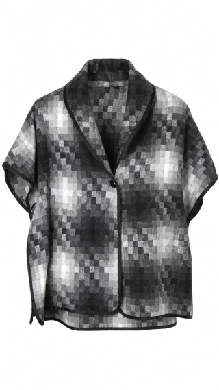 Zjawiskowe ponczo w drobną kratkę bawełna wiskoza oversize - one size