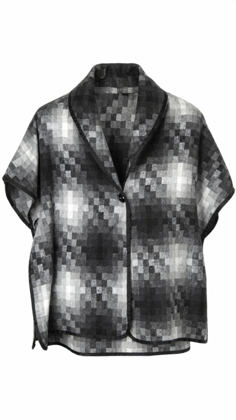 Zjawiskowe ponczo w drobną kratkę bawełna wiskoza oversize - one size
