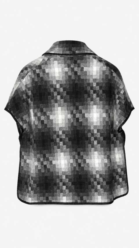 Zjawiskowe ponczo w drobną kratkę bawełna wiskoza oversize - one size
