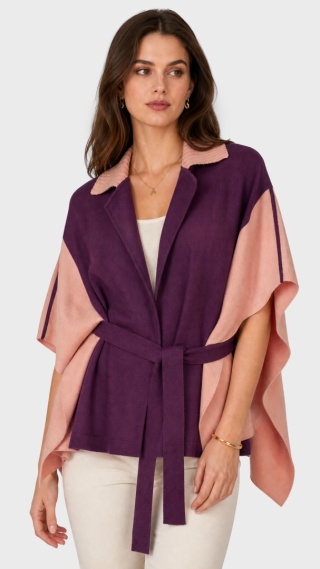 BADGLEY MISCHKA - wyszukany sweter ponczo piękny kolor - M/L