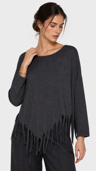 BORIS INDUSTRIES - wyszukana bluzka z frędzlami bawełna one size oversize