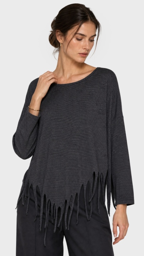 BORIS INDUSTRIES - wyszukana bluzka z frędzlami bawełna one size oversize