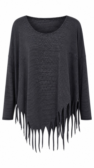 BORIS INDUSTRIES - wyszukana bluzka z frędzlami bawełna one size oversize