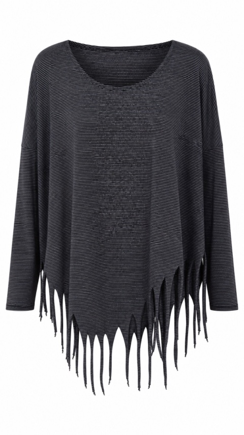 BORIS INDUSTRIES - wyszukana bluzka z frędzlami bawełna one size oversize