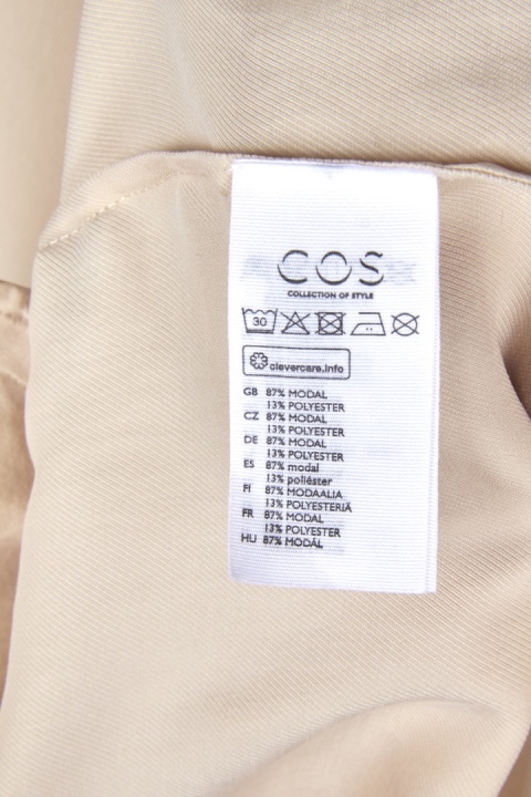 COS - cudna biszkoptowa sukienka modal jak jedwab mięsista oversize - XS/S