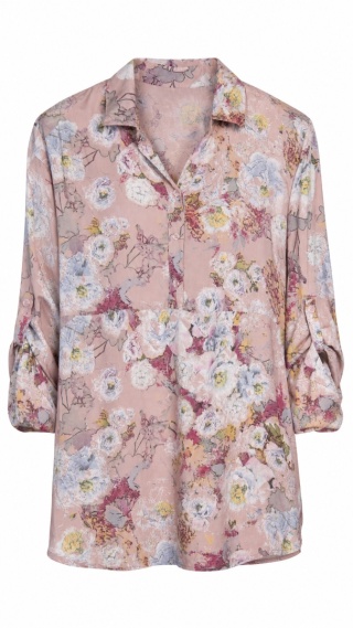 Delikatna włoska tunika pastelowy print florystyczny wiskoza- L