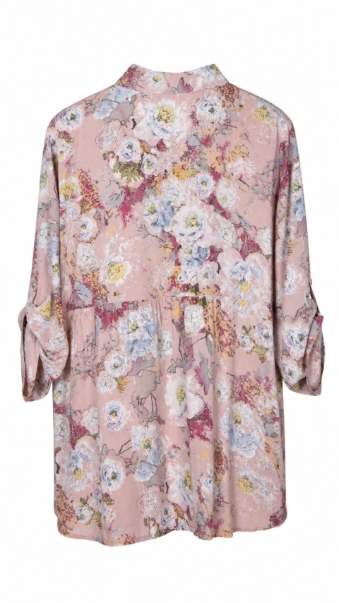 Delikatna włoska tunika pastelowy print florystyczny wiskoza- L