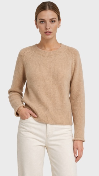 HUNKYDORY mięciutki sweter pastelowy beż kid moher L